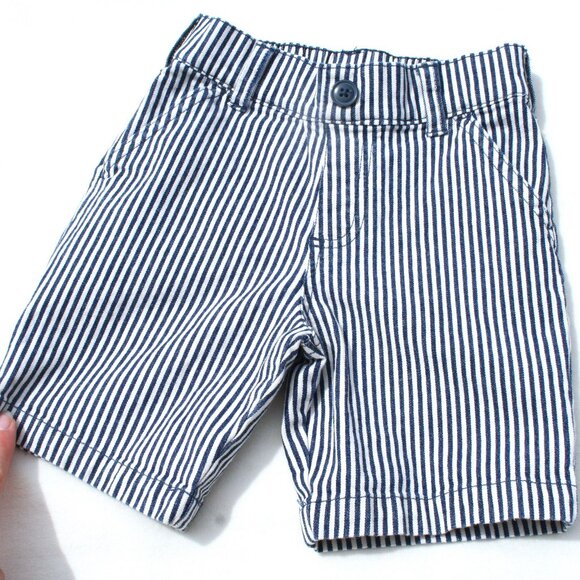 BOYS 4 SEERSUCKER SHORTS BLUE WHITE STRIPED w POCKETS GOOD CONDITION SUMMER PLAY - Picture 7 of 8